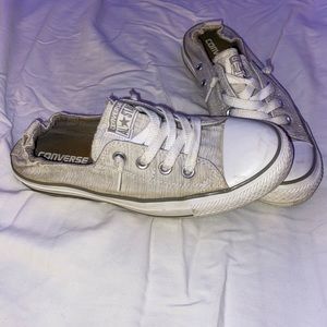 Gray stripe slip on converse